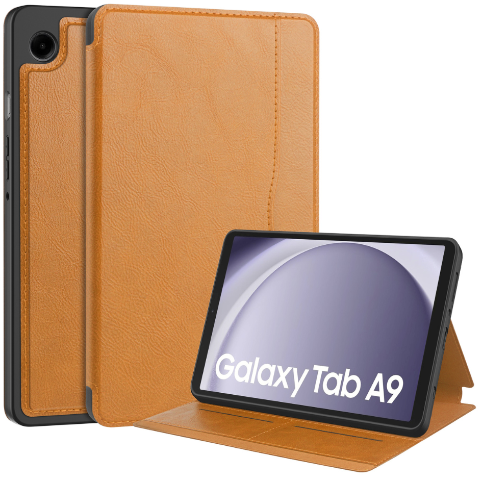 Case2go - Tablet hoes geschikt voor Samsung Galaxy Tab A9 - Business Book Case - Auto Wake/Sleep functie - Opbergvak - Licht Bruin afbeelding