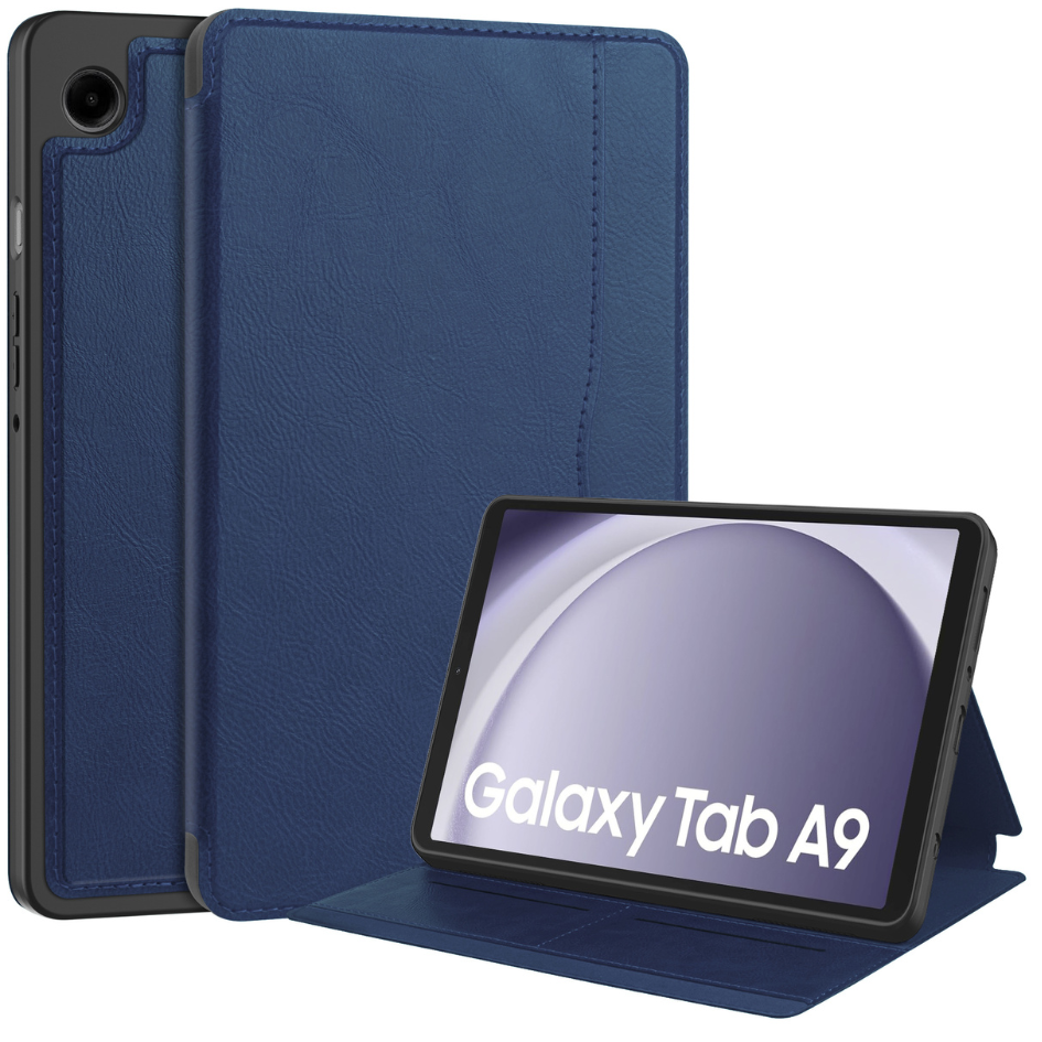Case2go - Tablet hoes geschikt voor Samsung Galaxy Tab A9 - Business Book Case - Auto Wake/Sleep functie - Opbergvak - Donker Blauw afbeelding