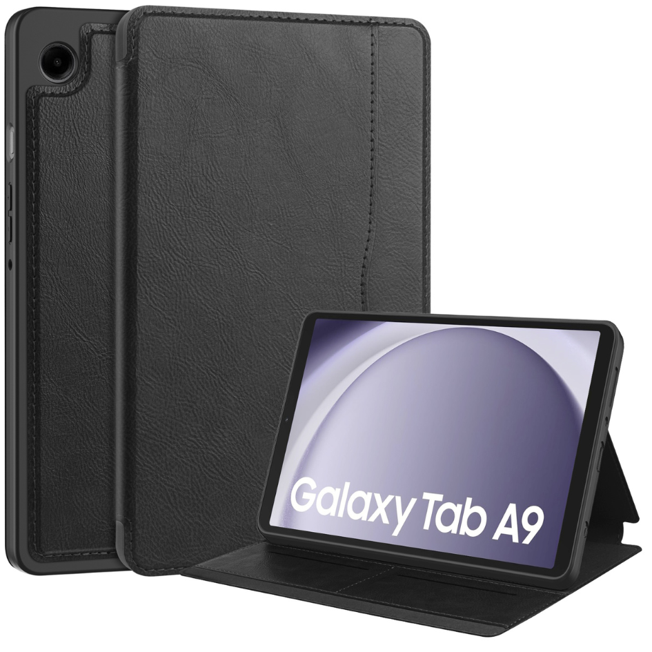 Case2go - Tablet hoes geschikt voor Samsung Galaxy Tab A9 - Business Book Case - Auto Wake/Sleep functie - Opbergvak - Zwart afbeelding