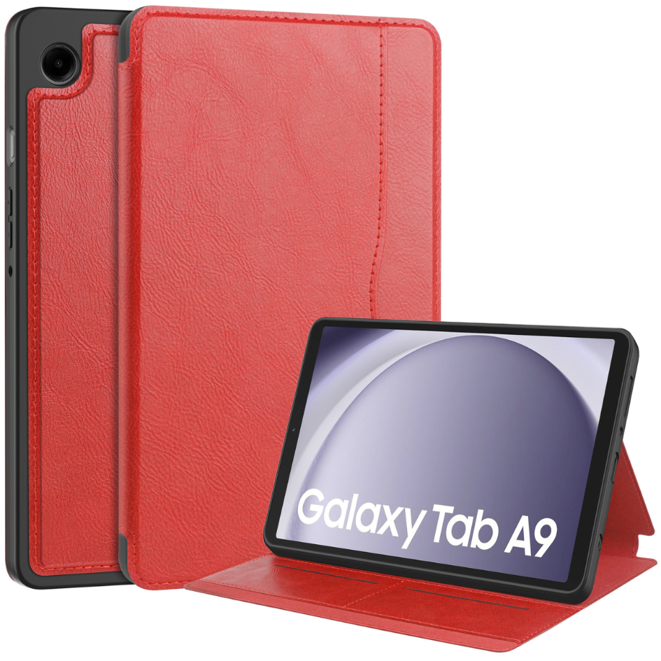 Case2go - Tablet hoes geschikt voor Samsung Galaxy Tab A9 - Business Book Case - Auto Wake/Sleep functie - Opbergvak - Rood afbeelding