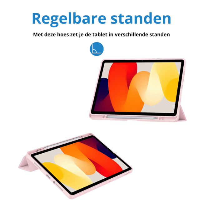 Case2go - Tablet hoes geschikt voor Xiaomi Redmi Pad SE (2023) - Acrylic Trifold case met Pencil houder - Licht Roze