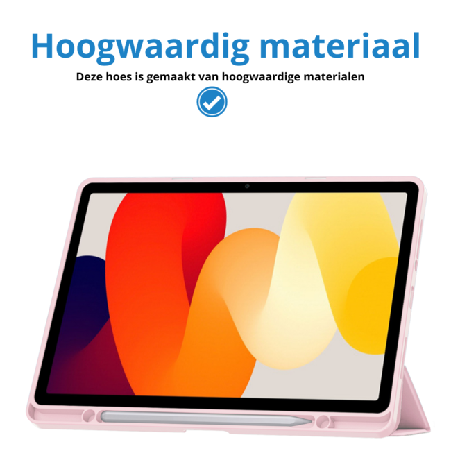 Case2go - Tablet hoes geschikt voor Xiaomi Redmi Pad SE (2023) - Acrylic Trifold case met Pencil houder - Licht Roze