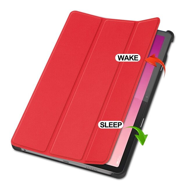 Tablethoes en Screenprotector geschikt voor Lenovo Tab P12 - Tri-fold hoes met Auto/Wake functie - Rood