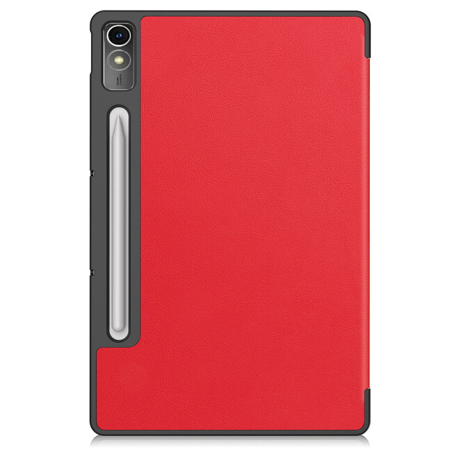 Tablethoes en Screenprotector geschikt voor Lenovo Tab P12 - Tri-fold hoes met Auto/Wake functie - Rood