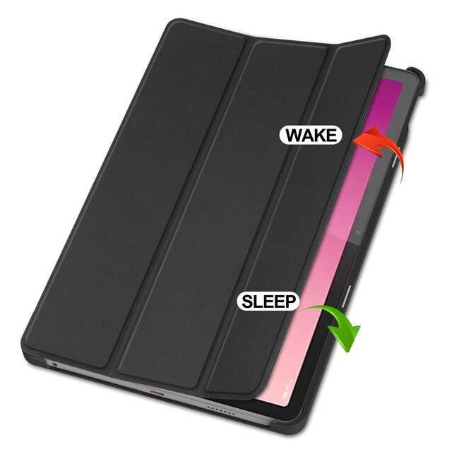 Tablethoes en Screenprotector geschikt voor Lenovo Tab P12 - Tri-fold hoes met Auto/Wake functie - Zwart