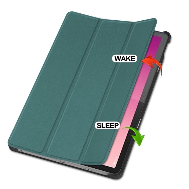 Tablethoes en Screenprotector geschikt voor Lenovo Tab P12 - Tri-fold hoes met Auto/Wake functie - Groen