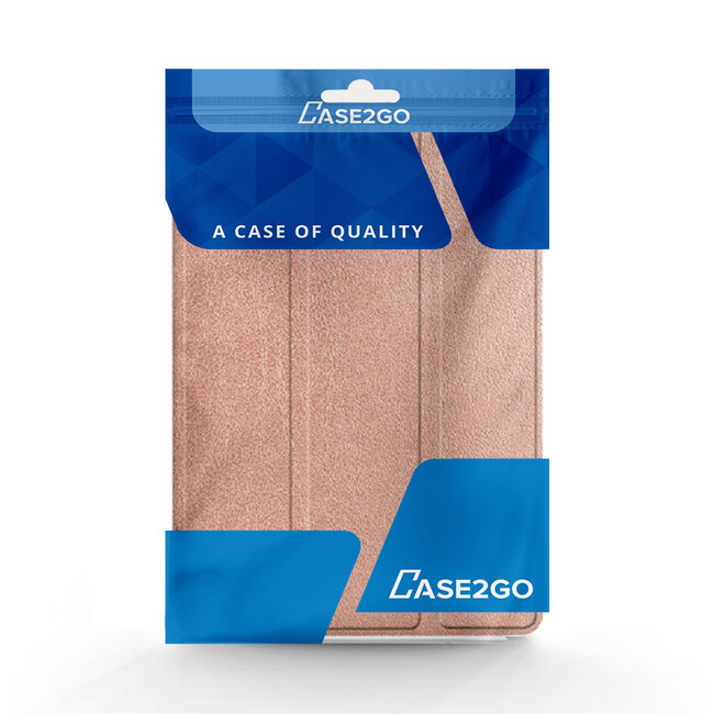 Tablethoes en Screenprotector geschikt voor Lenovo Tab P12 - Tri-fold hoes met Auto/Wake functie - Rose Goud