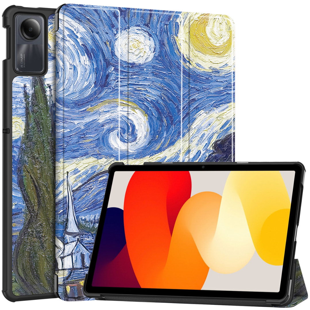 Case2go - Tablet hoes geschikt voor Xiaomi Redmi Pad SE (2023) - Tri-fold Case - Auto/Wake functie - Sterrenhemel afbeelding