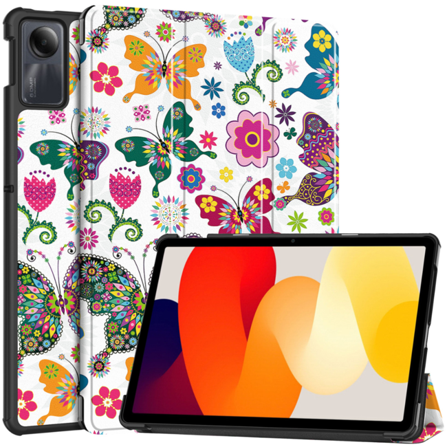 Case2go - Tablet hoes geschikt voor Xiaomi Redmi SE (2023) - Tri-fold Case - Auto/Wake functie - Vlinders