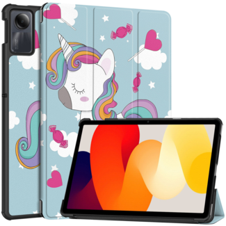 Case2go Case2go - Tablet hoes geschikt voor Xiaomi Redmi Pad SE (2023) - Tri-fold Case - Auto/Wake functie - Eenhoorn