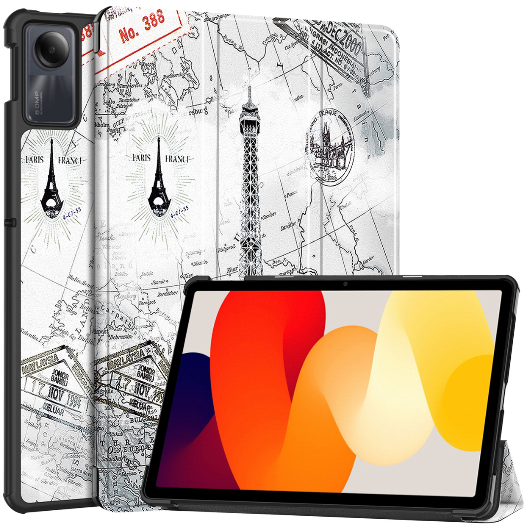 Case2go - Tablet hoes geschikt voor Xiaomi Redmi Pad SE (2023) - Tri-fold Case - Auto/Wake functie - Eiffeltoren afbeelding