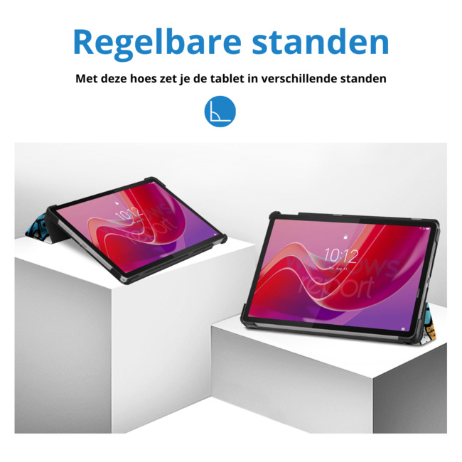 Case2go - Tablet hoes geschikt voor Lenovo Tab M11 - Tri-Fold Book Case - Auto/Wake functie - Graffiti