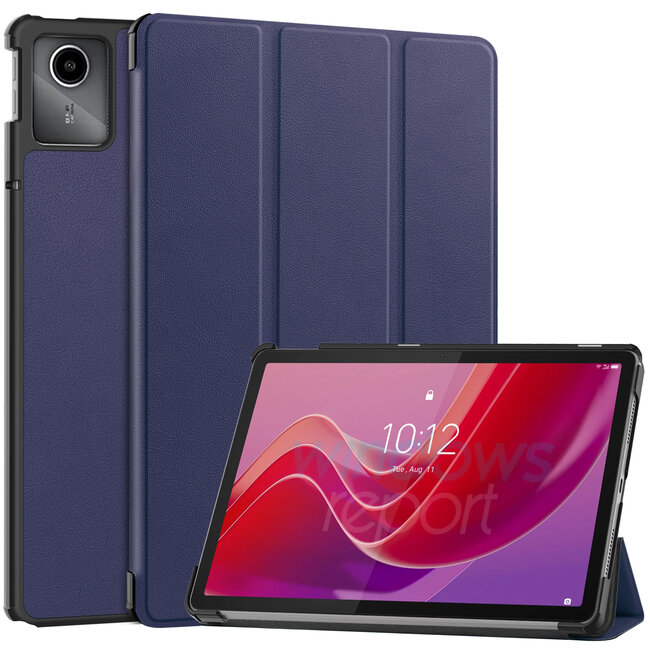 Case2go - Tablet hoes geschikt voor Lenovo Tab M11 - Tri-Fold Book Case - Auto/Wake functie - Donker Blauw