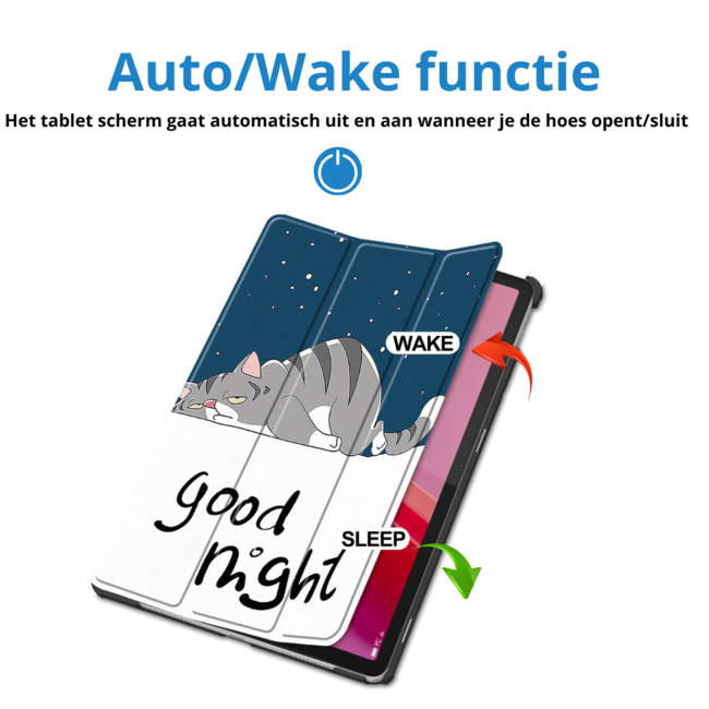 Case2go - Tablet hoes geschikt voor Lenovo Tab M11 - Tri-Fold Book Case - Auto/Wake functie - Goodnight