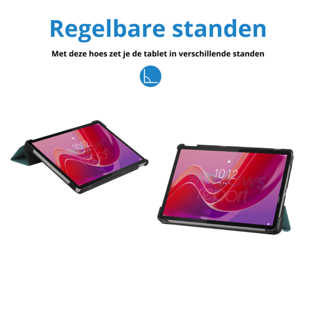 Case2go - Tablet hoes geschikt voor Lenovo Tab M11 - Tri-Fold Book Case - Auto/Wake functie - Donker Groen