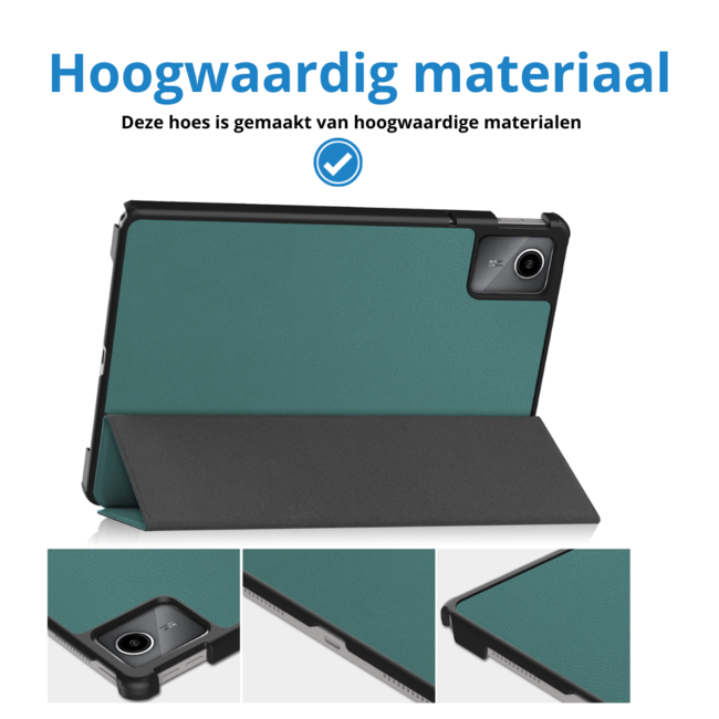 Case2go - Tablet hoes geschikt voor Lenovo Tab M11 - Tri-Fold Book Case - Auto/Wake functie - Donker Groen