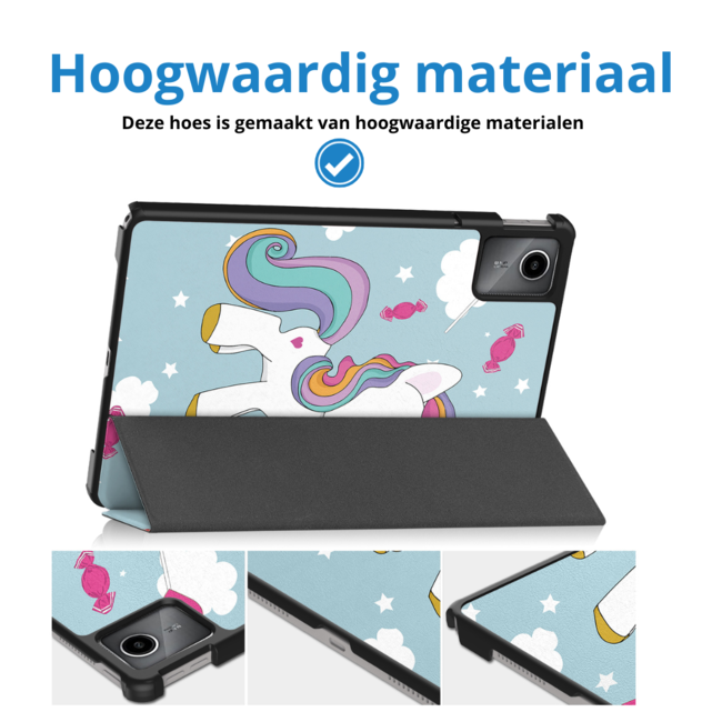 Case2go - Tablet hoes geschikt voor Lenovo Tab M11 - Tri-Fold Book Case - Auto/Wake functie - Eenhoorn
