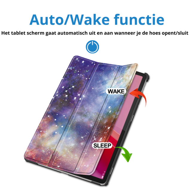 Case2go - Tablet hoes geschikt voor Lenovo Tab M11 - Tri-Fold Book Case - Auto/Wake functie - Galaxy