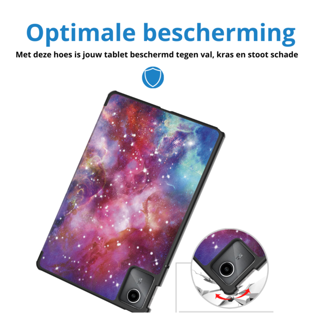 Case2go - Tablet hoes geschikt voor Lenovo Tab M11 - Tri-Fold Book Case - Auto/Wake functie - Galaxy
