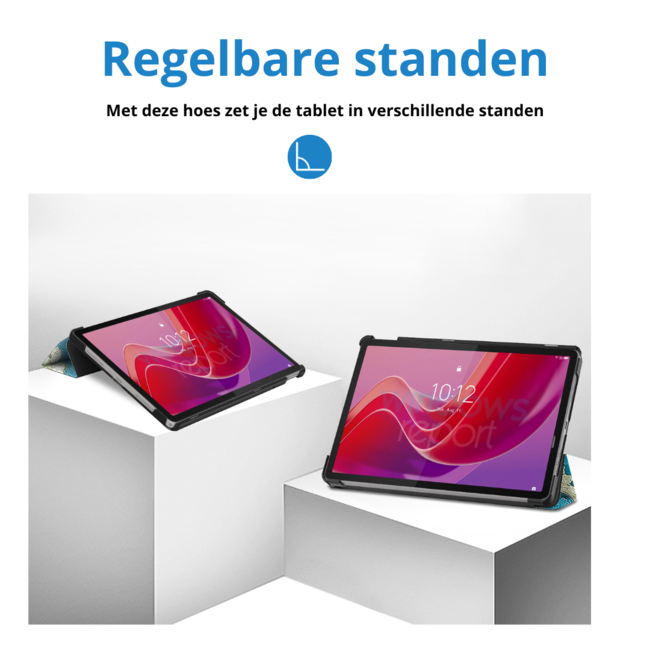 Case2go - Tablet hoes geschikt voor Lenovo Tab M11 - Tri-Fold Book Case - Auto/Wake functie - Witte Bloesem
