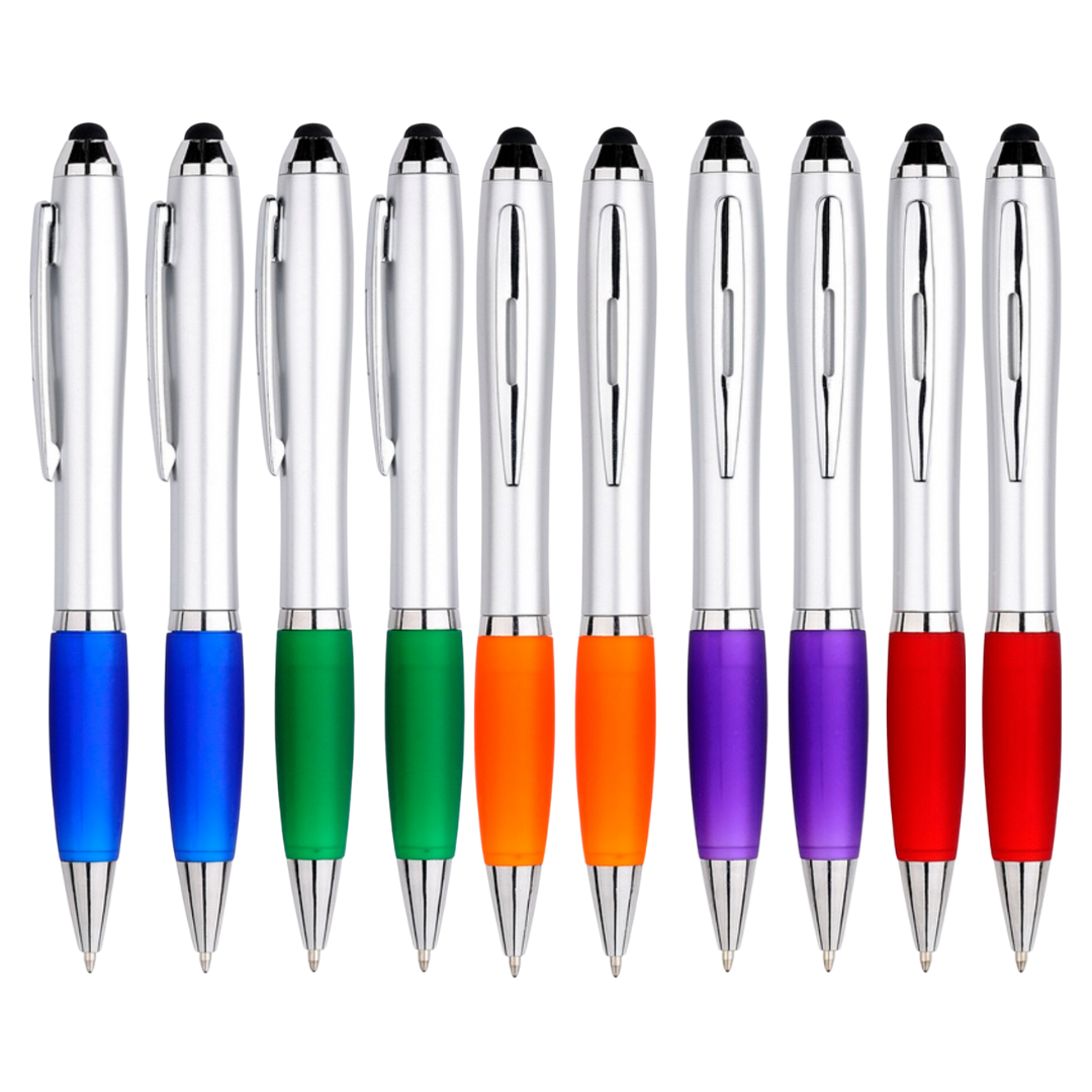 Case2Go - 10 Stuks - Touchpen voor tablet en smartphone - Stylus en Balpen in 1 - Mix van kleuren afbeelding