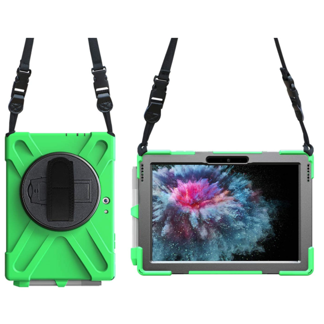 Tablet Hoes geschikt voor Microsoft Surface Pro 3/4/5/6/7 - Hand Strap Armor Case Met Surface Pen Houder - Groen