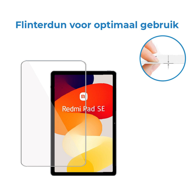 Case2go - Tablet Screenprotector geschikt voor Xiaomi Redmi Pad SE (2023) - 11 Inch - Tempered Glass - Case Friendly - Transparant