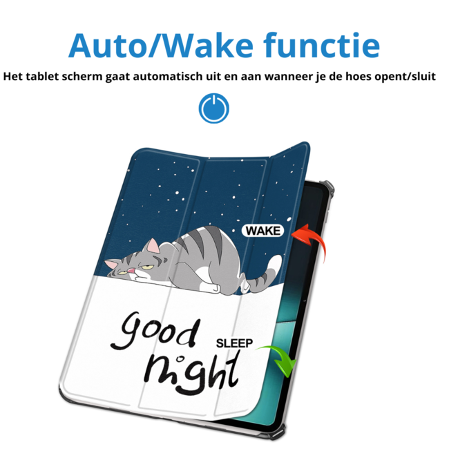 Case2go - Tablet hoes geschikt voor OnePlus Pad (2023) - Tri-fold Case - Auto/Wake functie - Goodnight