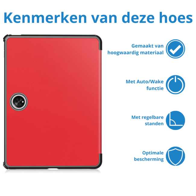 Case2go - Tablet hoes geschikt voor OnePlus Pad (2023) - Tri-fold Case - Auto/Wake functie - Rood