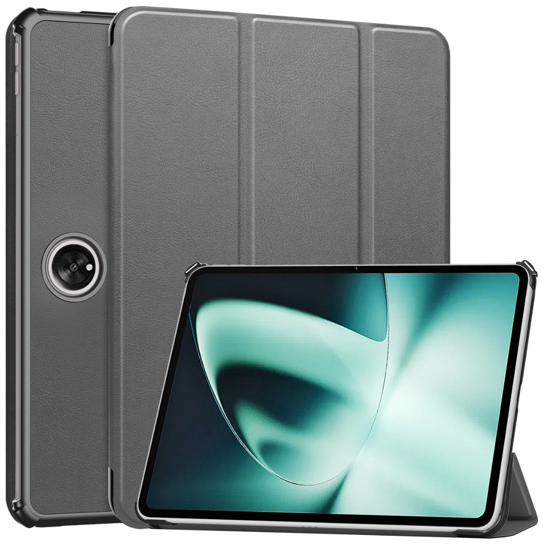 Case2go - Tablet hoes geschikt voor OnePlus Pad (2023) - Tri-fold Case - Auto/Wake functie - Grijs afbeelding