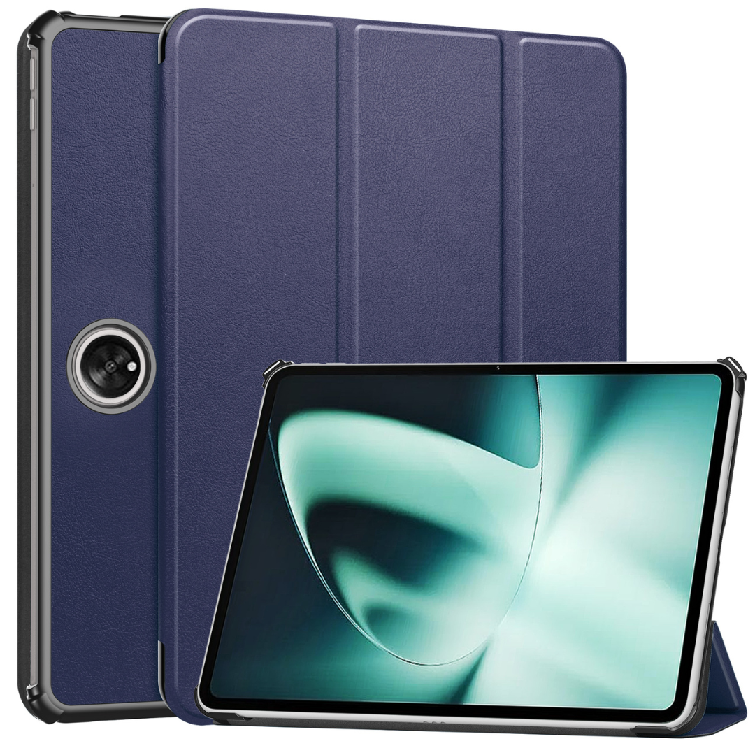 Case2go - Tablet hoes geschikt voor OnePlus Pad (2023) - Tri-fold Case - Auto/Wake functie - Donker Blauw afbeelding
