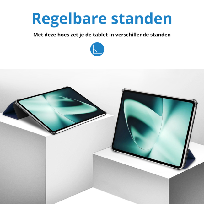 Case2go - Tablet hoes geschikt voor OnePlus Pad (2023) - Tri-fold Case - Auto/Wake functie - Donker Blauw