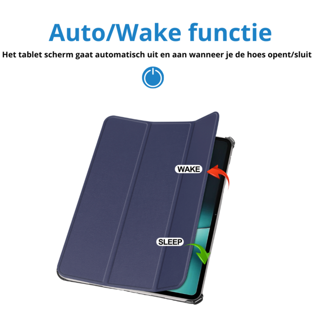 Case2go - Tablet hoes geschikt voor OnePlus Pad (2023) - Tri-fold Case - Auto/Wake functie - Donker Blauw