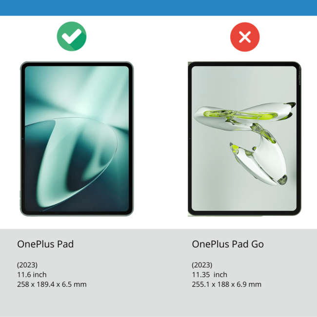 Case2go - Tablet hoes geschikt voor OnePlus Pad (2023) - Tri-fold Case - Auto/Wake functie - Donker Blauw