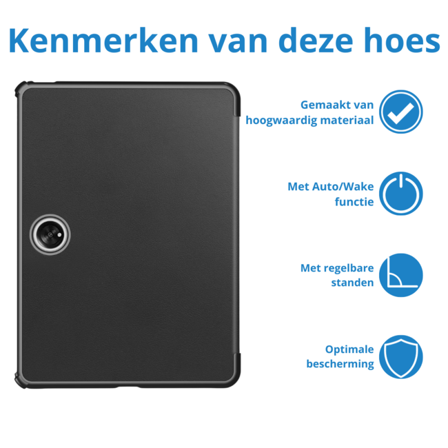 Case2go - Tablet hoes geschikt voor OnePlus Pad (2023) - Tri-fold Case - Auto/Wake functie - Zwart