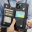 CaseMe - Telefoonhoesje geschikt voor iPhone 15 - Back Cover met RFID Pasjeshouder - Zwart