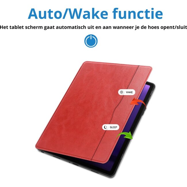 Case2go - Tablet hoes geschikt voor Samsung Galaxy Tab A9 Plus - Business Wallet Book Case - Auto Wake/Sleep functie - Rood