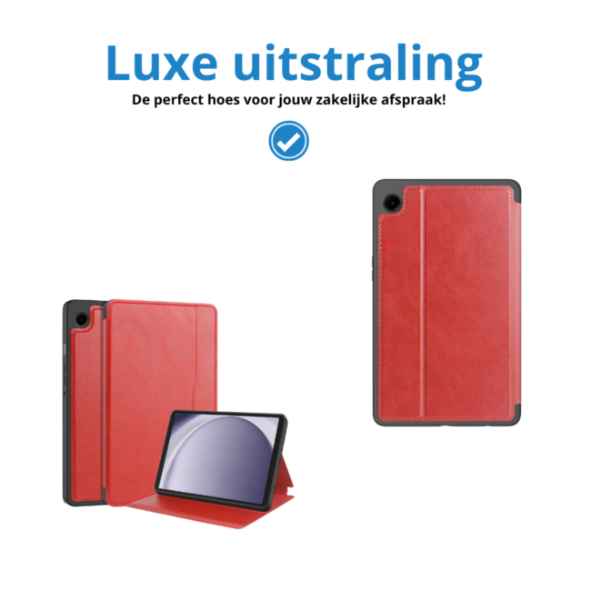 Case2go - Tablet hoes geschikt voor Samsung Galaxy Tab A9 Plus - Business Wallet Book Case - Auto Wake/Sleep functie - Rood