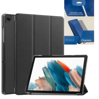 Case2go Tablethoes en Screenprotector geschikt voor Samsung Galaxy Tab A9 (2023) - Tri-fold hoes met Auto/Wake functie - Zwart