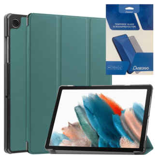 Case2go Tablethoes en Screenprotector geschikt voor Samsung Galaxy Tab A9 (2023) - Tri-fold hoes met Auto/Wake functie - Groen