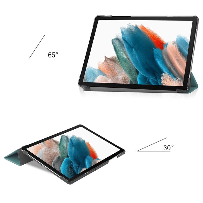 Tablethoes en Screenprotector geschikt voor Samsung Galaxy Tab A11 (2025) / A9 (2023) - Tri-fold hoes met Auto/Wake functie - Groen