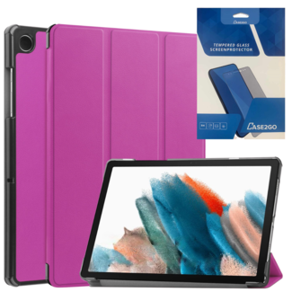 Case2go Tablethoes en Screenprotector geschikt voor Samsung Galaxy Tab A9 (2023) - Tri-fold hoes met Auto/Wake functie - Paars