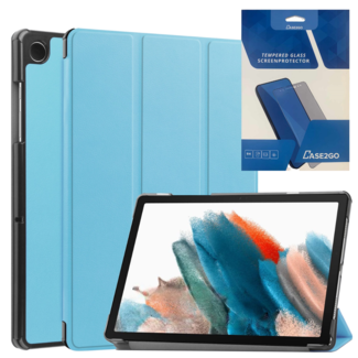 Case2go Tablethoes en Screenprotector geschikt voor Samsung Galaxy Tab A9 (2023) - Tri-fold hoes met Auto/Wake functie - Licht Blauw