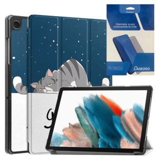 Case2go Tablethoes en Screenprotector geschikt voor Samsung Galaxy Tab A9 (2023) - Tri-fold hoes met Auto/Wake functie - Goodnight