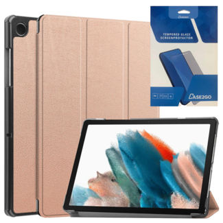 Case2go Tablethoes en Screenprotector geschikt voor Samsung Galaxy Tab A9 (2023) - Tri-fold hoes met Auto/Wake functie - Rosé Goud