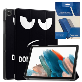 Case2go Tablethoes en Screenprotector geschikt voor Samsung Galaxy Tab A9 (2023) - Tri-fold hoes met Auto/Wake functie - Don't Touch Me