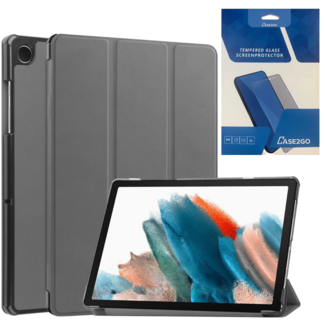 Case2go Tablethoes en Screenprotector geschikt voor Samsung Galaxy Tab A9 (2023) - Tri-fold hoes met Auto/Wake functie - Grijs