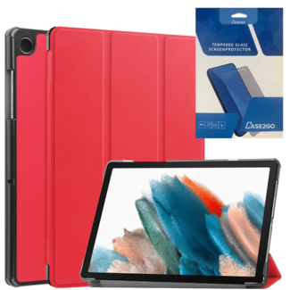 Case2go Tablethoes en Screenprotector geschikt voor Samsung Galaxy Tab A9 Plus (2023) - Tri-fold hoes met Auto/Wake functie - Rood