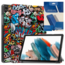 Tablethoes en Screenprotector geschikt voor Samsung Galaxy Tab A9 Plus (2023) - Tri-fold hoes met Auto/Wake functie - Graffiti