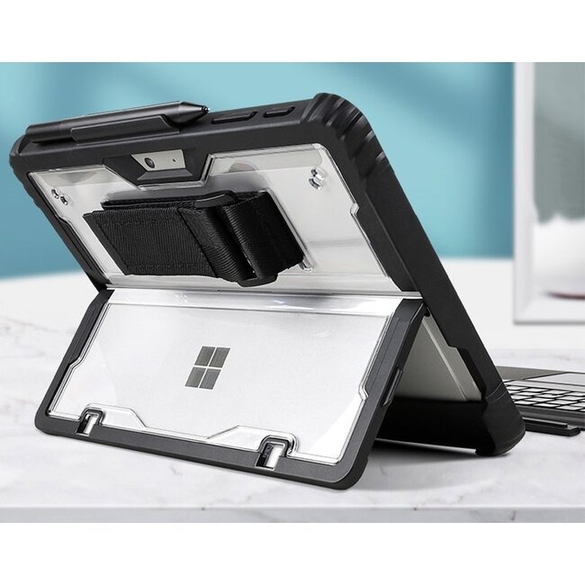 Hoes geschikt voor Microsoft Surface Pro 9/10/11 - Verstelbaar - Compatible met Toetsenbord - Stylus Houder - Zwart